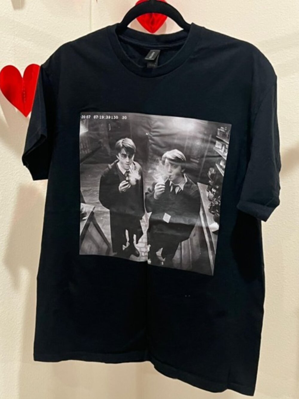 Harry Potter & Ron Weasley Graphic T-Shirt Black Size L